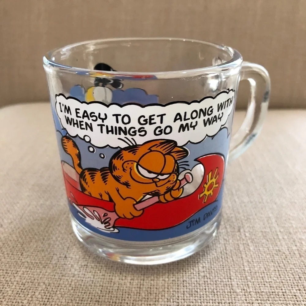 Garfield Cat Cartoon 1978 McDonalds Glass Mug Odie‎
